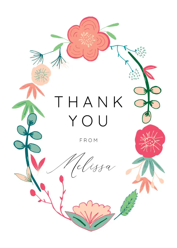 Spring flowers - baby shower teşekkür kartı